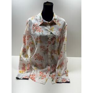 St John’s Bay Women’s Plus Size Button Front Shirt Sz 3XL Cottage Core Spring